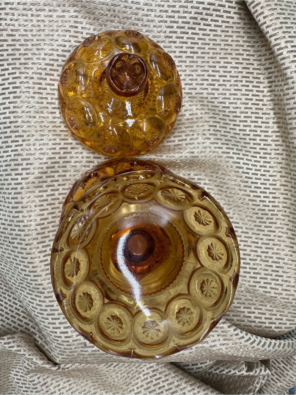 Amber Moon and Stars Small Compote Dish Vintage - Picture 6 of 6